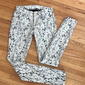 7 for all mankind lace overlay skinny jeans
